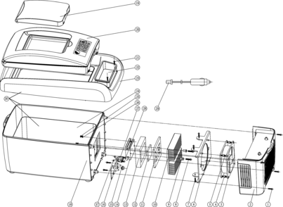 Default Diagram and Parts List for BDC8L-LA Type 1 Black and Decker Cooler